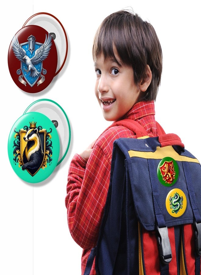 Deep Print Mart Harry Potter Badge Wizard School Houses Crests Harry Potter Hogwarts Crest Pin Badge | 58mm High Glossy | Set of 4 Badges (Harry Potter 02) - Image 2